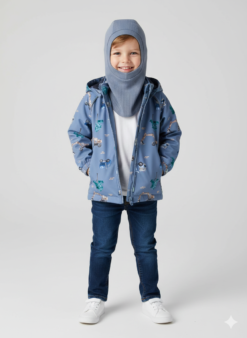 Name it vaikiška dvisluoksnė organinės medvilnės pavasario kepurė „Dūminė melsva"