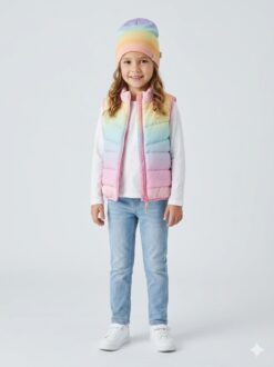Name it vaikiška dviejų sluoksnių medvilnės kepurė "Vaivorykštė"