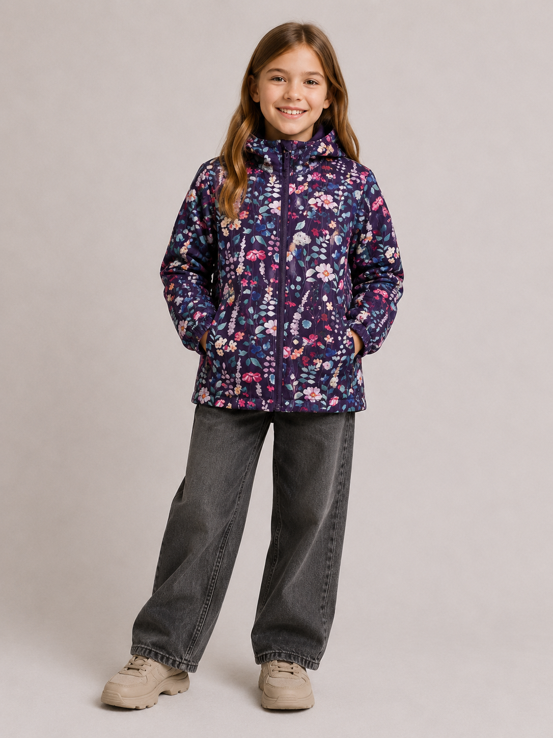 NAUJIENA Name it softshell striukė mergaitėms "Margos gėlės"