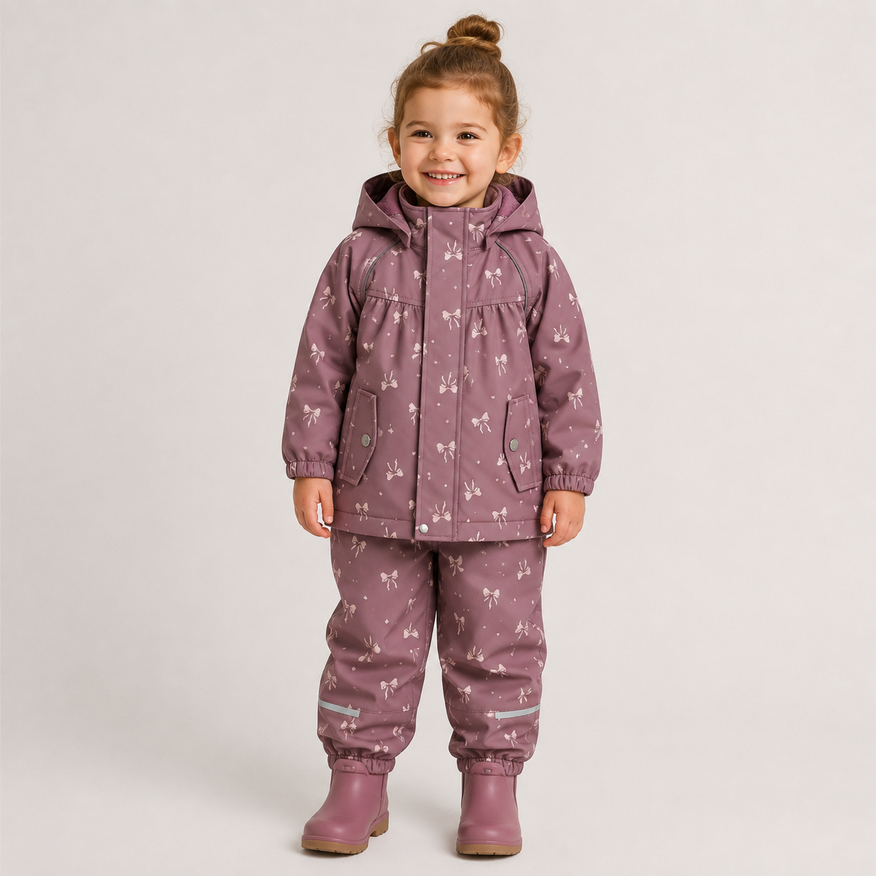 NAUJIENA Name it softshell vaikiškas kelnių ir striukės komplektas "Rausvas kaspinėlis"