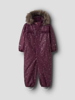 Name it snow10 žieminis kombinezonas "Tamsus vyšninis su širdelėmis" - Image 2